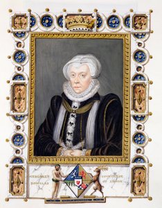 Portræt af Margaret Douglas (1515-78), grevinde af Lennox, fra "Memoirs of the Court of the Queen Elizabeth of Queen Elizabeth", udgivet i 1825 (wc og gouache på papir)