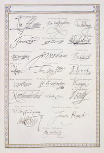 Gengivelse af signaturer fra Tudorerne og deres hof fra 