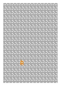 Grey Paper House Repeat Print, 2014 (grafisk giclee-print)