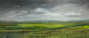 "Engelsk landskab",2023,(akryl på plade) af Sarah Thompson-Engels