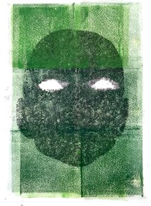 Eyeless, 2020, (monoprint) af Sarah Thompson Engels