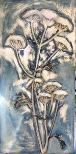 Hogweed (akryl om bord) 2020 af Sarah Thompson Engels
