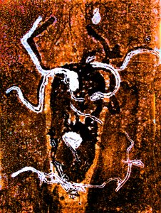 Orange abstrakt 2020 (monoprint) af Sarah Thompson Engels