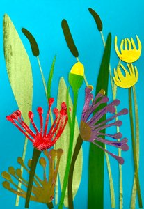 blomster og græsser, 2019 (collage) af Sarah Thompson Engels
