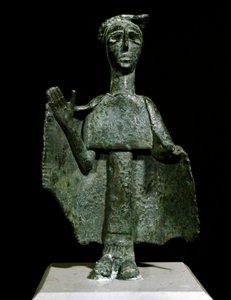 Nuragisk kultur (nuraghi) Sardinsk: bronzestatuette af kvinde i bøn kaldet Torralba. 8.-7. århundrede f.Kr. Cagliari, Nationalt Arkæologisk Museum, Sardinien, Italien