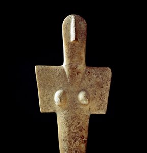Nuragisk kultur (nuraghi) sardinsk: kalkstensstatuette af modergudinde, afgud af kykladisk type, fra Senorbi (Trexenta-regionen), der stammer fra den prænuragiske periode (20. århundrede f.Kr.) Eneolitikum. Svag. 42 cm Cagliari, Museo Nazionale Archeologic