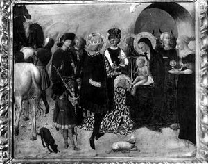 The Adoration of the Magi (tempera på panel) (s/h foto)