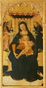 Madonna og barn på tronen af Saturnino Gatti