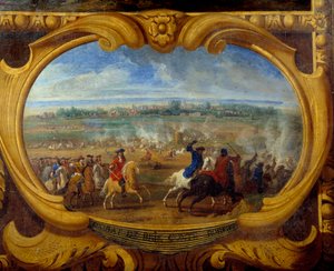 Handlingen af Louis II Prince of Bourbon Conde (Bourbon-Conde) kendt som Grand Conde (1621-1686), Slaget ved Brie Count Robert Detail, Maleri af Frelser Le Conte (Leconte, Le Comte, Lecomte) (1659-1694) Chantilly fra det 17. århundrede, Musee Conde