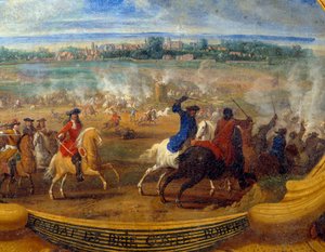 Handlingen af Louis II Prince of Bourbon Conde (Bourbon-Conde) kendt som Grand Conde (1621-1686), Slaget ved Brie Count Robert Detail, Maleri af Frelser Le Conte (Leconte, Le Comte, Lecomte) (1659-1694) Chantilly fra det 17. århundrede, Musee Conde