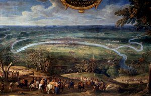 Ludvig II af Bourbons handlinger, Prince of Conde (Bourbon-Conde) (Grand Conde) (1621-1686), blokade af Paris i 1649 under Fronde-maleriet af Frelseren Le Conte (Leconte, Le Comte, Lecomte) (1659) -1694) Chantilly fra det 17. århundrede, Musee Conde