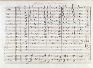 Første side af optakten til operaen Il bravo af Mercadante (1842) af Saverio Mercadante