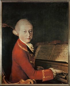 Mozart i Verona (olie på lærred) af Saverio dalla (after) Rosa