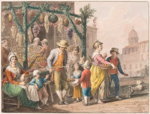 Vand farve; En frugtbod i Napoli til jul