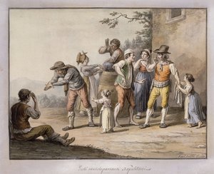 Neopolitaner, der gestikulerer til en døvstum person; Mutoloparlanti Napolitani-bevægelser, 1815