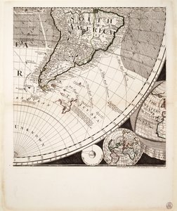 Et nyt og korrekt verdenskort (udsnit), ca. 1774 (koloreret stik)