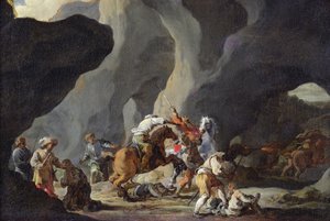 De rejsendes angreb, ca.1634-37 af Sébastien Bourdon