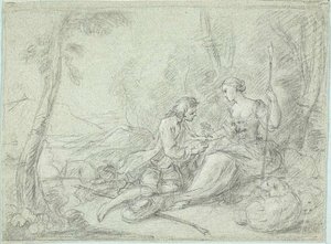Hyrde og hyrdinde af Sébastien Le Clerc the Younger