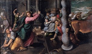 Kristus drev pengeudlånerne fra templet, 1580-1585
