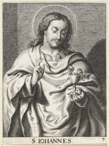 Sankt Johannes Evangelisten S. Johannes (titel på objekt) Kristus, Maria og apostlene (serietitel) af Schelte Adamsz. Bolswert (possibly)