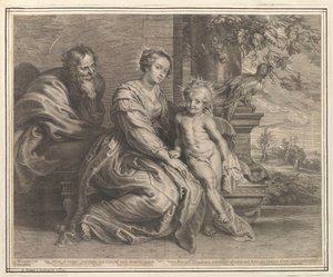 Hellig familie med papegøje af Schelte Adamsz. Bolswert