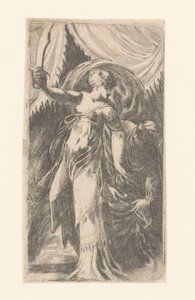 Judith med hovedet af Holofernes i en pose af Schiavone (attributed to)