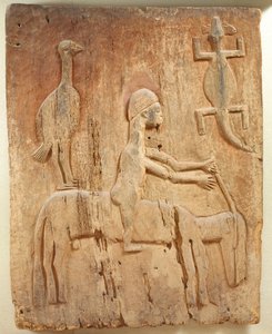 Dør med et relief forestillende en rytter, Baule Population, fra Elfenbenskysten af School African
