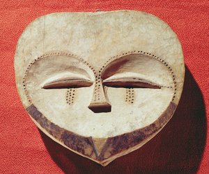 Janus maske, Kwele Population, Congo (malet træ)
