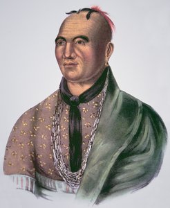 Joseph Brant (1742-1807) høvding for Mohawks (farve litho) af School American
