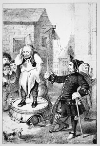 Peter Stuyvesant tugter Willem Wickendam for at have prædiket en baptistprædiken (litho) af School American