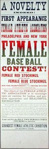 Plakat med reklame for en baseballkamp for kvinder (farve litografi) af School American
