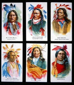 Seks bemærkelsesværdige Sioux-ledere (farve litho) af School American