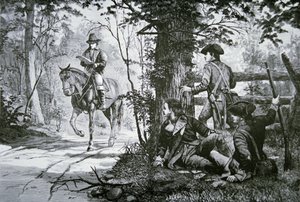 Tilfangetagelsen af major John Andre (litho) af School American