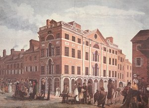 Hjørnet af Third and Market Streets, Philadelphia (farve litho) af School American