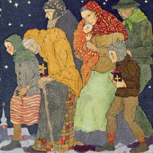 På vej til kirke, juleaften, ca. 1910, fra 