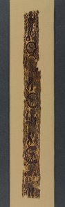 Ornamental skulderbånd fra en tunika, 600-650 (tæppevæv med supplerende skudindpakning, ufarvet hør og farvet uld)