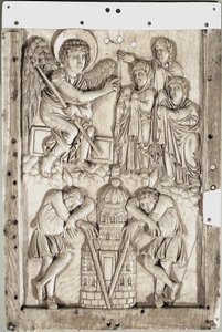 Karolingisk kunst: hellige kvinder ved graven - (Hellige kvinder ved graven) Elfenbensrelief