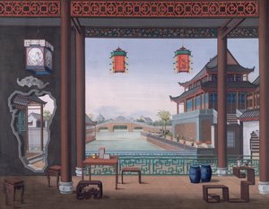 Tilføje. Eller. 2194 Tegning af det indre af en kinesisk embedsmands hus af School Chinese