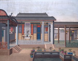 Tilføje. Eller. 2196 Tegning af det indre af en kinesisk embedsmands hus af School Chinese