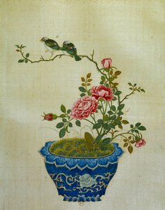 Art China: maleri på silkeblomster og fugle. Anonym af School Chinese