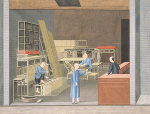Bamboo Furniture Shop (gouache og akvarel på papir) af School Chinese