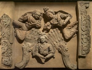 Basrelief, der illustrerer Buddhas tidligere liv: Vishvantara Jataka. Kina, Xinjiang. Slutningen af 6. begyndelsen af 7. århundrede. af School Chinese