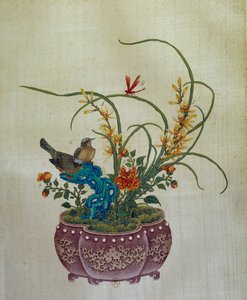 Kinesisk kunst: blomster og fugle. Silkemaleri fra 1700-tallet. Paris, B.N.