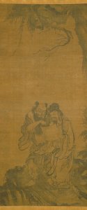 Daoist Immortals (blæk på silke) af School Chinese