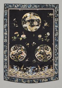 Hængende, ca. 1750-1800 (Silke med broderi (satinsøm), naturlig og syntetiske farvestoffer) af School Chinese