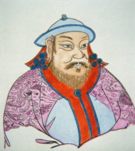 Kublai Khan (farvet blæk på papir) af School Chinese
