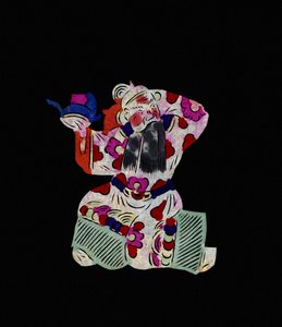 Mandlig figur fra kejserriget. Bemalet papirklip eller "Jian Zhi", kinesisk folkekunst, Pekin. af School Chinese