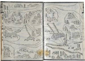 Kort over ekspeditioner af Zheng He (Zheng-He eller Cheng Ho) (1371-1433) eller Hajji Mahmud (arabisk navn) dateret 1431. af School Chinese