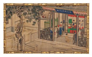 En af 24 scener fra Dream of the Red Chamber af School Chinese