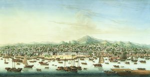 Udsigt over Canton, ca. 1800 (akvarel og gouache på papir) af School Chinese